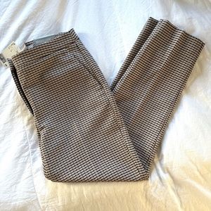 NWT H&M Houndstooth Plaid Pants/ Slacks, Cream/Navy/Gold/Black/Bordeaux- Size 4